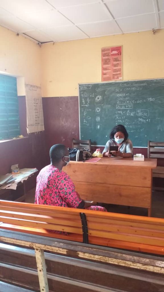 The mayor of Badi in Kindia region being surveyed by a member of the Accelerator research team. Photo credit: The Accelerator