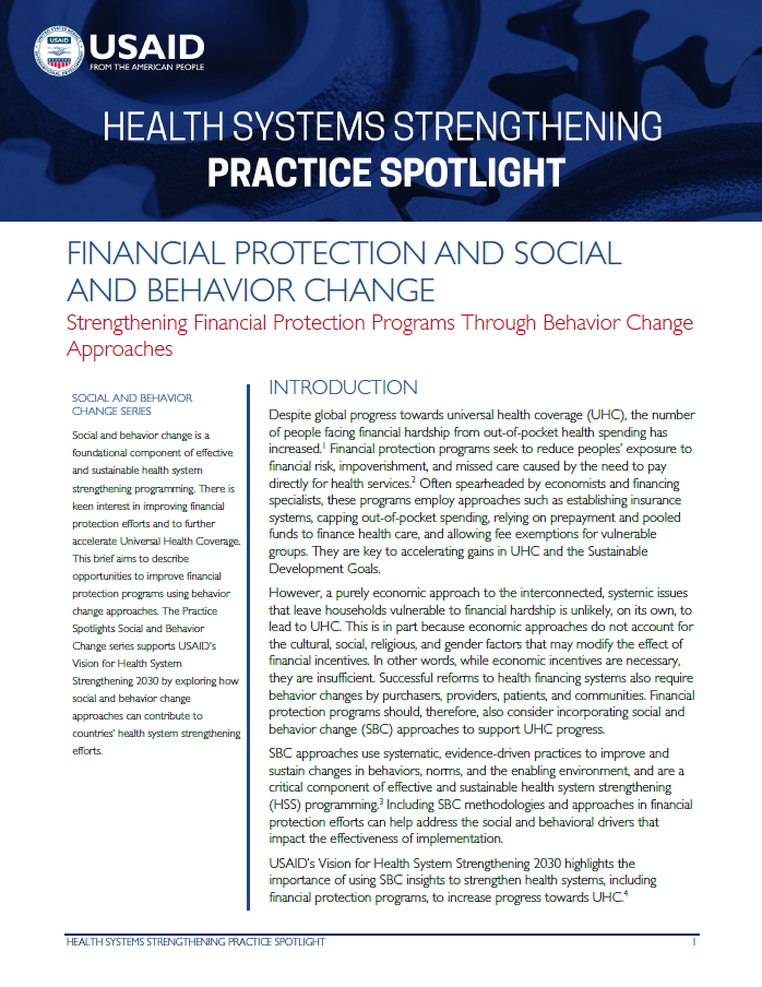 USAID Financial Protection Spotlight Brief Cover Image