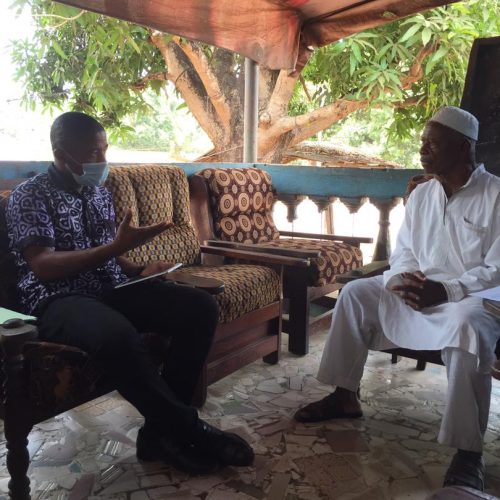 Survey being conducted by a member of the Accelerator research team in Conakry. Photo credit: The Accelerator