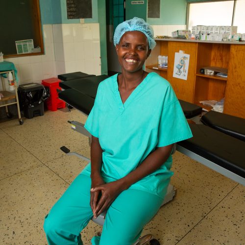 Fistula survivor Justine Nitele at the Kitovu mission hospital's fistula repair surgical theater